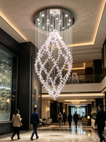 Hohe Decken Moderner Luxus Hochzeitsdesign Ovaler Großer Kristallglas LED Gold Kronleuchter & Pendelleuchten für Wohnzimmer Treppenhaus