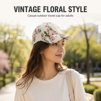 Casquette de baseball personnalisée à imprimé floral, 6 panneaux, visière incurvée vintage, casquette de sport réglable, chapeau de soleil souple et structuré pour hommes et femmes