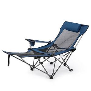 Chaise pliante d'extérieur en métal avec accoudoirs et repose-pieds réglables, inclinable et relaxante - Product Image 1