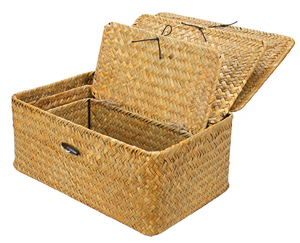 Cesto de regalo Cestas de algas marinas Cesta de alta calidad Precio barato Mimbre tejido Pequeño cuadrado Paja Fruta Almacenamiento en el hogar Color natural - Product Image 6