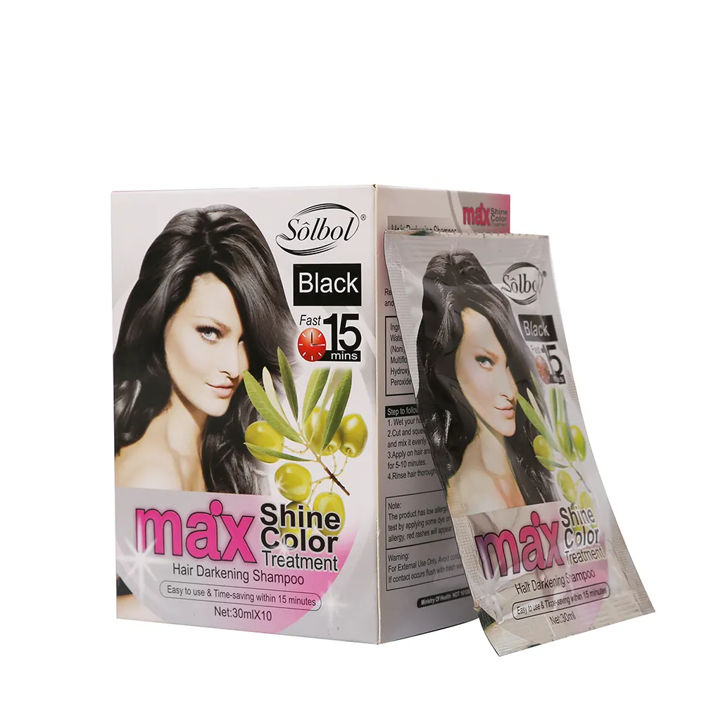 कम MOQ तेजी से 15 मिनट बाल darkening से धो रंग पुरुषों और महिलाओं के लिए शैम्पू 30ml 10pcs बॉक्स