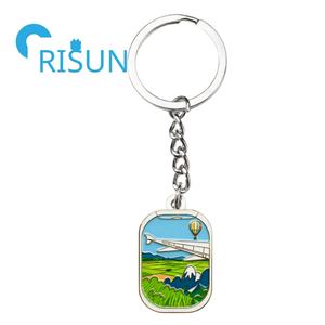 Porte-clés émaillé personnalisé avec vue de fenêtre d'avion Porte-clés mignon dessin animé Kawaii Porte-clés de voyage fenêtre d'avion du ciel en métal - Product Image 3