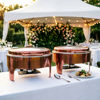 Réchaud de buffet rond de luxe commercial de haute qualité 6L or rose pour mariage, fête, hôtel