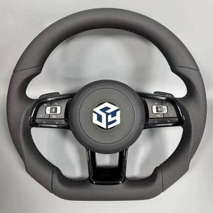 Avec Piano Black Trim R <span class=keywords><strong>Line</strong></span> Demi-volant en cuir en fibre de carbone pour VW Volkswagen Golf R 5 6 7 MK5 MK6 MK7 Gti Passat CC - Product Image 3