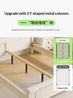 Lit double en bois massif de style américain moderne et minimaliste de 1,8 m, blanc, lit de princesse pour enfants de 1,35 m, style crème, chambre à coucher pour filles avec espace de rangement