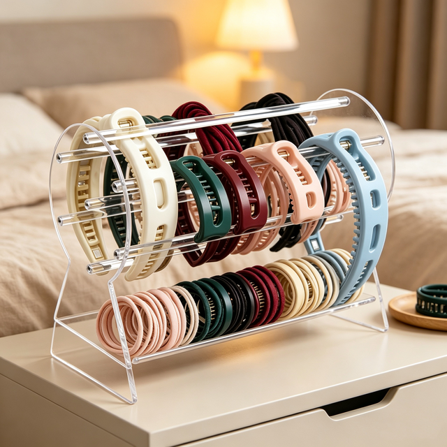 Multi Layer Clear Acrylic Headband Display Stand Desktop Hair Hoop Organizer Retail Counter Hair Accessories Display Rack