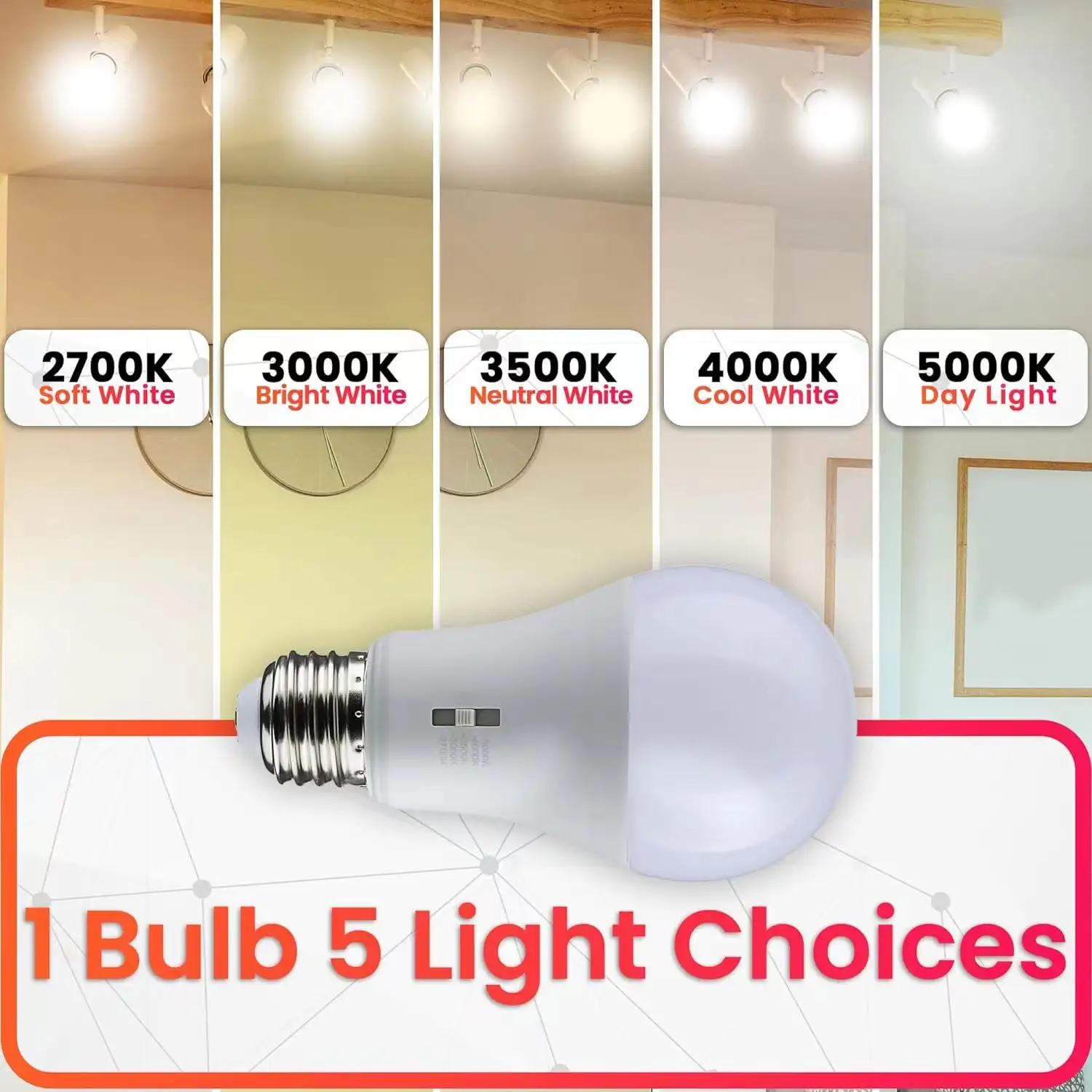 A60 E26 E27 10W 1100 Lumens 2700-6500K Daylight 5CCT LED Bulbs