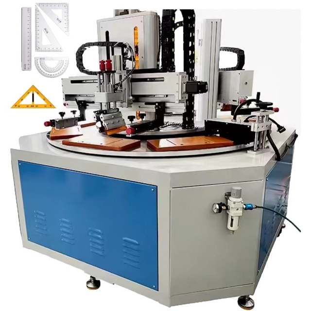 High Speed 8 Station Rotary Screen Printing Equipment Fully Automatic 2 Color Silk Flatbed Screen Printer for Ruler