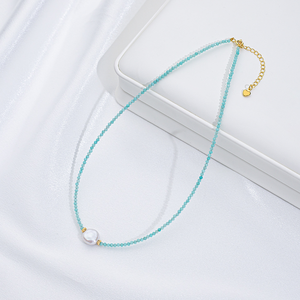 Collar de Perlas Facetadas de 2 mm, Collar de Piedras Naturales Ajustable, Collar de Perlas de Agua Dulce Ideal para Regalos - Product Image 5