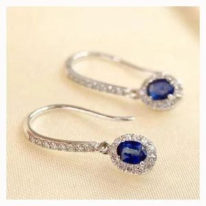 Pendientes de Oro Puro de 18k con Zafiro Azul Real y Diamantes, Modelo Au750 de Xinfly, Precio de Fábrica para Joyería Femenina - Product Image 1