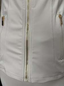 Vêtements pour femmes ensemble de shorts vert Nylon or veste à glissière Shorts <span class=keywords><strong>Yoga</strong></span> Gym Fitness Wear 2 pièces ensemble femmes survêtements été - Product Image 6