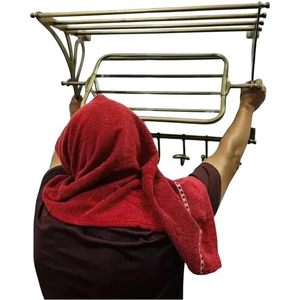 ALFA NAUTICAL Vintage Finish Bathroom Wall Mount Coat Rack <b>Mirror</b> Rectangle Aluminum Clothing Organizer <b>Foldable</b> Adjustable - Product Image 2