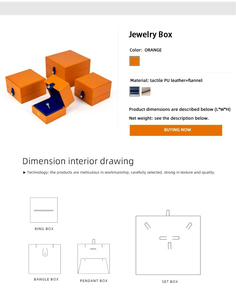 Elegant Orange Blue Leather Jewelry Packaging Box Luxury Custom PU with Button for <b>Ring</b> Earring Pendant Bangle Travel <b>Storage</b> - Product Image 5