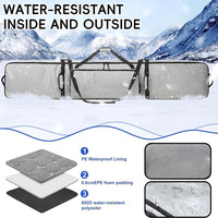 Sac de ski entièrement rembourré 360° en mousse EPE, résistant aux déchirures, avec roulettes, pour le transport de ski et snowboard, séparation sec/humide, poignée verrouillable, 175cm 190cm