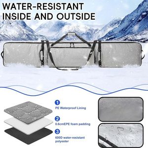 360 Full Padded <b>Ski</b> Bag EPE Foam Tear Resistant Rolling <b>Ski</b> Snowboard Travel Case Dry Wet Separation Lockable Handle 175cm 190cm - Product Image 5