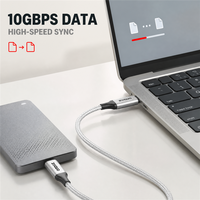 Câble USB3.2 USB-C 10 Gbps 100 W PD 4K/60 Hz en alliage d'aluminium tressé compatible avec ordinateur portable, moniteur, VR