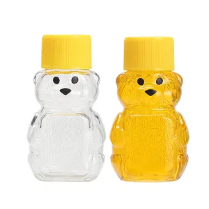 Karikatür ayı Pet şişe şeffaf Mini örnek bal şişe plastik pet şişe 60ml
