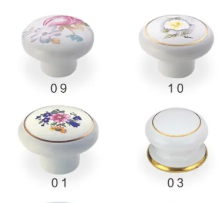 China made Children bed room flowered white round mushroom ball style ceramic door knobs