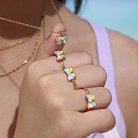 Collier, bracelet et bague unisexes pour enfants en acier inoxydable plaqué or 14 carats avec pierre naturelle de bambou, thème bouddhiste