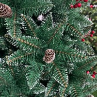 Sapin de Noël en PVC givré de haute qualité avec baies rouges et cônes de pin pour la décoration intérieure de la maison, fête de Noël, décoration saisonnière