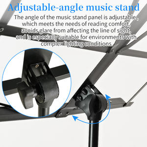 Supporto Musicale Pieghevole con Gambe Rotonde Regolabili in Altezza, per Spartiti di Chitarra, Accessorio per Piccoli Strumenti Musicali - Product Image 6