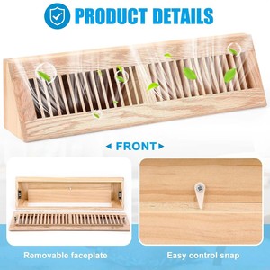Wooden Floor Vent Cover Natural Wood Louver Style Easy Installation Home <b>Heating</b> Vent Decorative Cover - Product Image 4