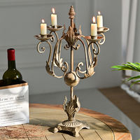 Chandelier à quatre branches en fer doré, style campagnard français vintage américain, pour table, accessoire de photographie de Noël