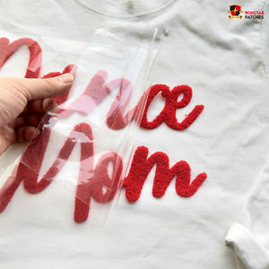 Neue, individuell gestaltbare Chenille-Flausch-Puff-DTF-Transfer-Fellbuchstaben-Aufbügelpatches für Kinderkleidung und T-Shirts - Product Image 4