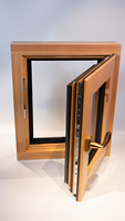 Ventana Abatible Moderna de Aluminio y Madera para Interiores Residenciales, Fabricante Mayorista Personalizado