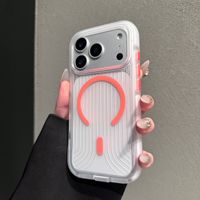 Coque de téléphone lumineuse à rayures tendance INS pour 17 Pro/17 Pro Max, TPU+PC, antidérapante, antichoc, avec pare-chocs magnétique