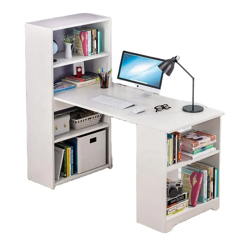 Mesa de ordenador para el hogar, mueble con estantería, escritorio de oficina, mesa de estudio de escritura