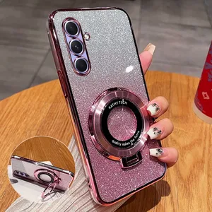 Glitter placcato staffa magnetica custodia per Samsung Galaxy A16 A06 A55 A15 A25 A35 A05 A05S A54 A24 A34 A14 A04 supporto <span class=keywords><strong>Cover</strong></span> morbida - Product Image 1