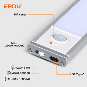 Luce <span class=keywords><strong>per</strong></span> <span class=keywords><strong>Armadio</strong></span> ERDU <span class=keywords><strong>a</strong></span> <span class=keywords><strong>Batteria</strong></span> Ultra-Sottile 50cm con Sensore di Movimento, Dimmerabile, Telecomando, Struttura in Alluminio - Product Image 3