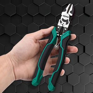 Nouvelles pinces multifonctions à poignée verte, à pointe biseautée, pour couper, sertir et <span class=keywords><strong>dénuder</strong></span> les fils, personnalisables - Product Image 5
