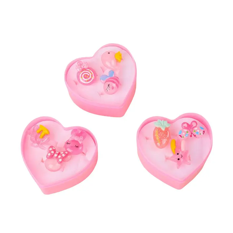 Little Girl Jewel Rings Plastic Cute Cartoon Adjustable Jewelry Resin Ring For Kids Gift