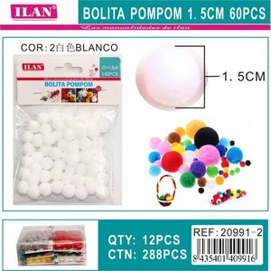 Palline Pompon ILAN 1,5 cm Bianche 60 Pezzi per Decorazioni Artigianali - Product Image 3