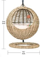 Panier pour chat rectangulaire en jonc de mer fait main, écologique, avec coussin, pour petit chien et chat