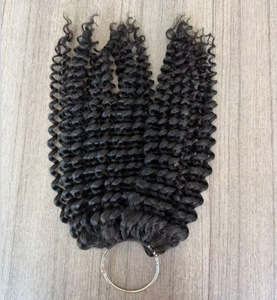Nuova Tendenza <span class=keywords><strong>Capelli</strong></span> Russi 18 Pollici Colore Naturale Ricci Afro Piumati H6 <span class=keywords><strong>Capelli</strong></span> all'Uncinetto 100% Vergini Umani Doppia Trama Morbidi Lisci - Product Image 4