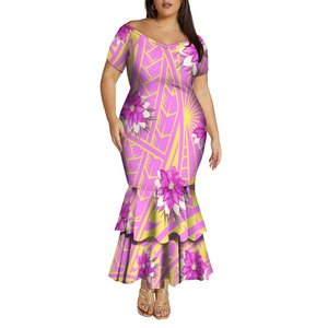 Phụ Nữ Đuôi Cá <span class=keywords><strong>Maxi</strong></span> Dress Biểu Tượng Tùy Chỉnh Thái Bình Dương Đảo Nghệ Thuật Thiết Kế Sâu V Cổ Prom Bodycon Dress Polynesian In Cộng Với Kích Thước Ăn Mặc - Product Image 4