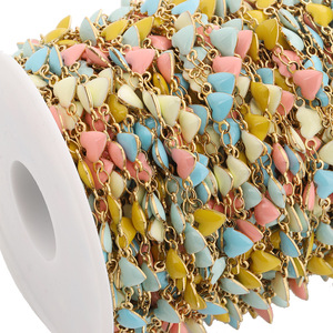Cadena de Acero Inoxidable con Esmalte en Forma de Corazón, Colores Macaron, para Joyería DIY, Rollo de 50M - Product Image 5