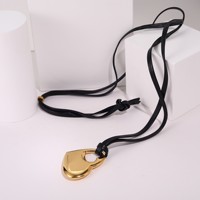 Zooying Tendance Automne et Hiver Pendentif En Acier Inoxydable Plaqué Avec De L'or Véritable Corde De Cire Polie Collier De Chandail Réglable