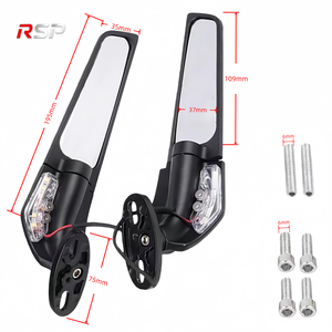 Nuevo Paquete de Cartón con 30 <span class=keywords><strong>Pares</strong></span> de Espejos Retrovisores Plegables para Motocicleta, HD, Anti-Distorsión, Ángulo Ajustable, Aleación de Aluminio, <span class=keywords><strong>Señal</strong></span> de Giro LED - Product Image 2