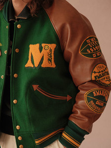 Veste universitaire vintage en laine personnalisée avec patch chenille brodé, style baseball, manches en <span class=keywords><strong>cuir</strong></span>, vente en gros - Product Image 5