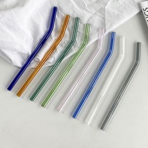 <b>Reusable</b> High Borosilicate Glass <b>Straw</b> Heat Resistant Transparent Bent for Soda Cola Milk Drink Accessory for Drinking - Product Image 1