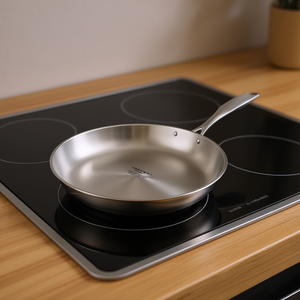 กระทะทอดสแตนเลสเกรดพรีเมียม 34 ซม. ใช้กับเตาแม่เหล็กไฟฟ้าได้ ดีไซน์มินิมอล ล้างด้วยมือเท่านั้น - Product Image 2