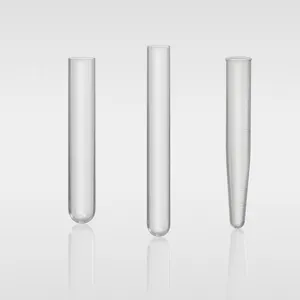 Tubo de ensaio PS de material transparente de plástico descartável para laboratório