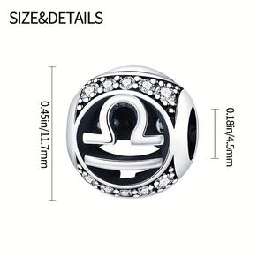 Panjia Design – Bracelet et <span class=keywords><strong>Collier</strong></span> DIY avec Perles Rondes Zodiaque en Tungstène Plaqué Argent, Meilleures Ventes Transfrontalières sur AliExpress - Product Image 3