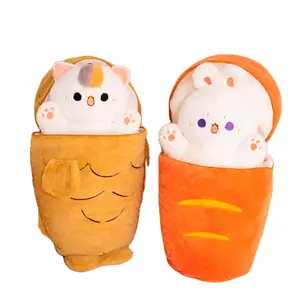 Large Taiyaki Cat Plush Pillow Cute Kitten Inside Fish 2 in 1 Funny Stuffed Animals Rabbit Toys In Carrot Soft Toys Hot Selling