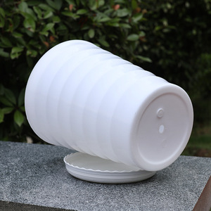 Flowerpot Resin Circular Minimalist Design Black White <b>Large</b> Outdoor Garden Plant <b>Pot</b> Floor Standing Desktop Use - Product Image 4