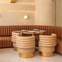 Banquette de café, canapé d'angle, ensemble table et chaises en acier inoxydable pour 2 personnes, mobilier de luxe pour restaurants